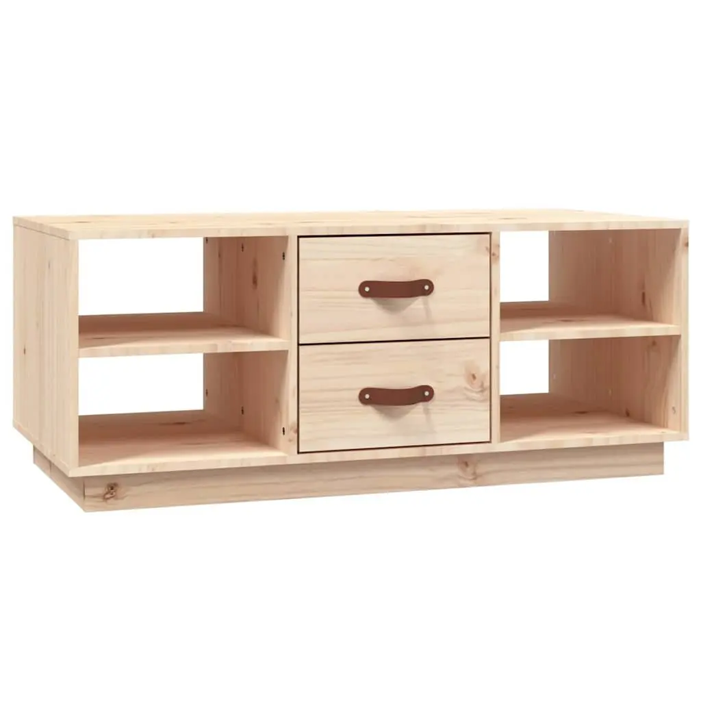 Solid Pine Wood Coffee Table with Shelves and Drawers Brown 100x50x41 cm