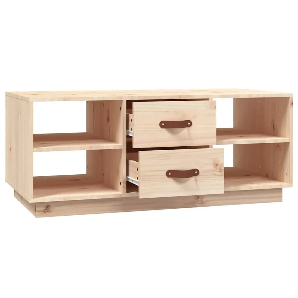 Solid Pine Wood Coffee Table with Shelves and Drawers Brown 100x50x41 cm