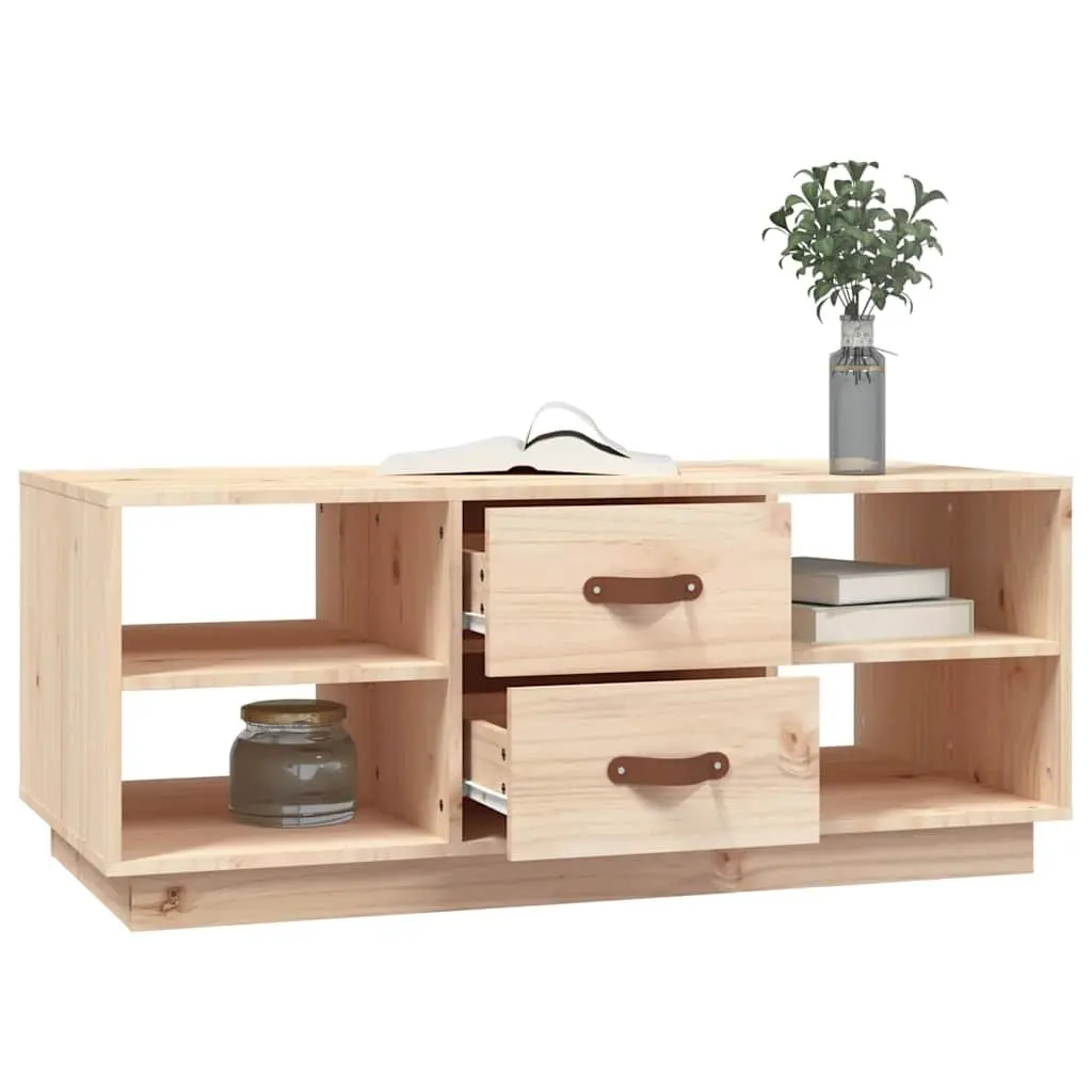 Solid Pine Wood Coffee Table with Shelves and Drawers Brown 100x50x41 cm