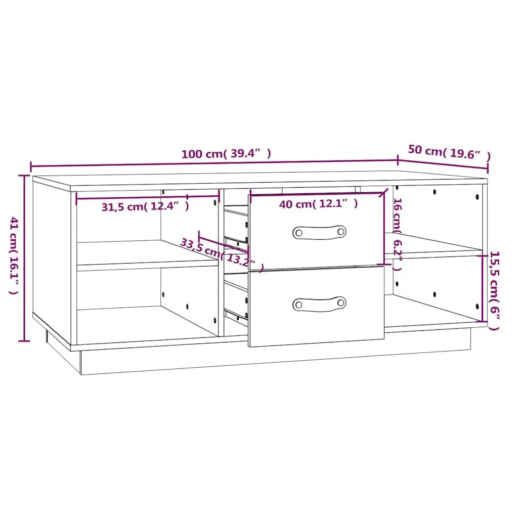 Solid Pine Wood Coffee Table with Shelves and Drawers Brown 100x50x41 cm