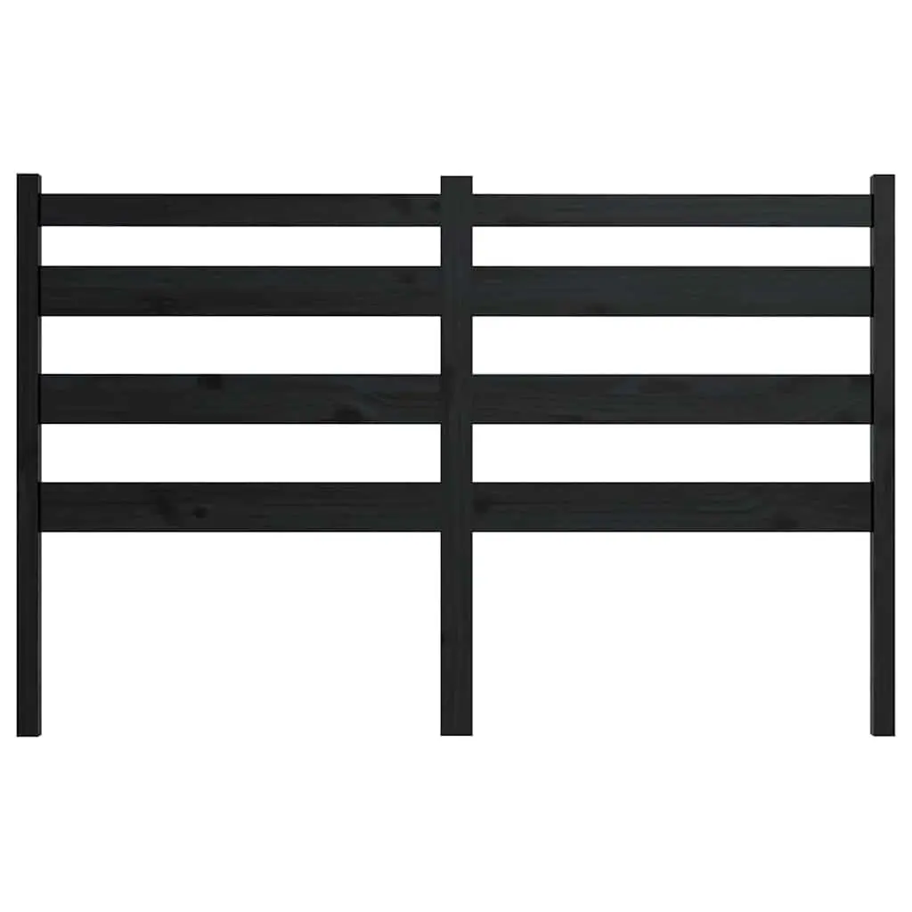 Bed Headboard Black 156cm Solid Pine Wood Slatted Modern Bedroom Furniture