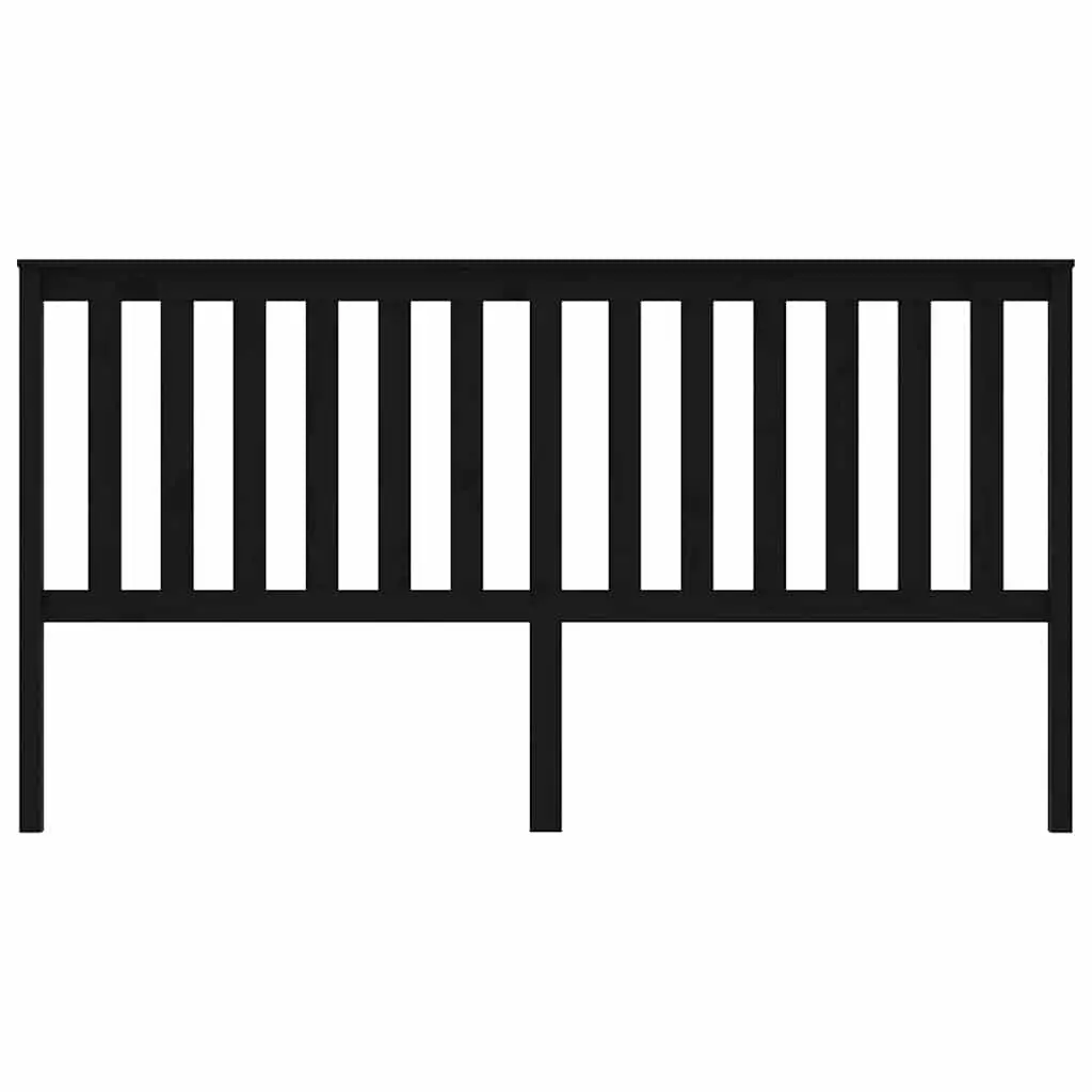 Bed Headboard 186cm Black Solid Pine Wood Slatted Modern Bedroom Furniture