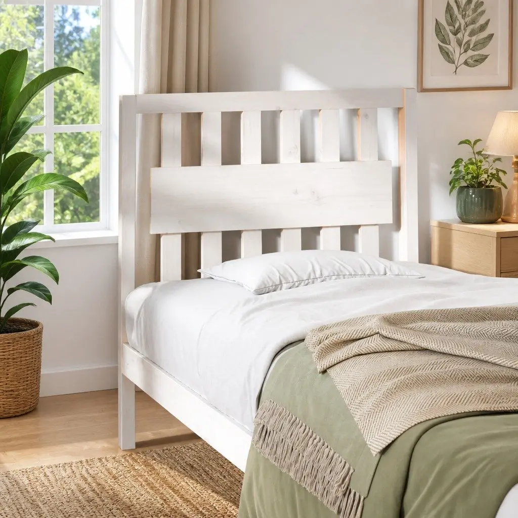 Bed Headboard 95.5 cm White Solid Pine Wood Rustic Bedroom Furniture