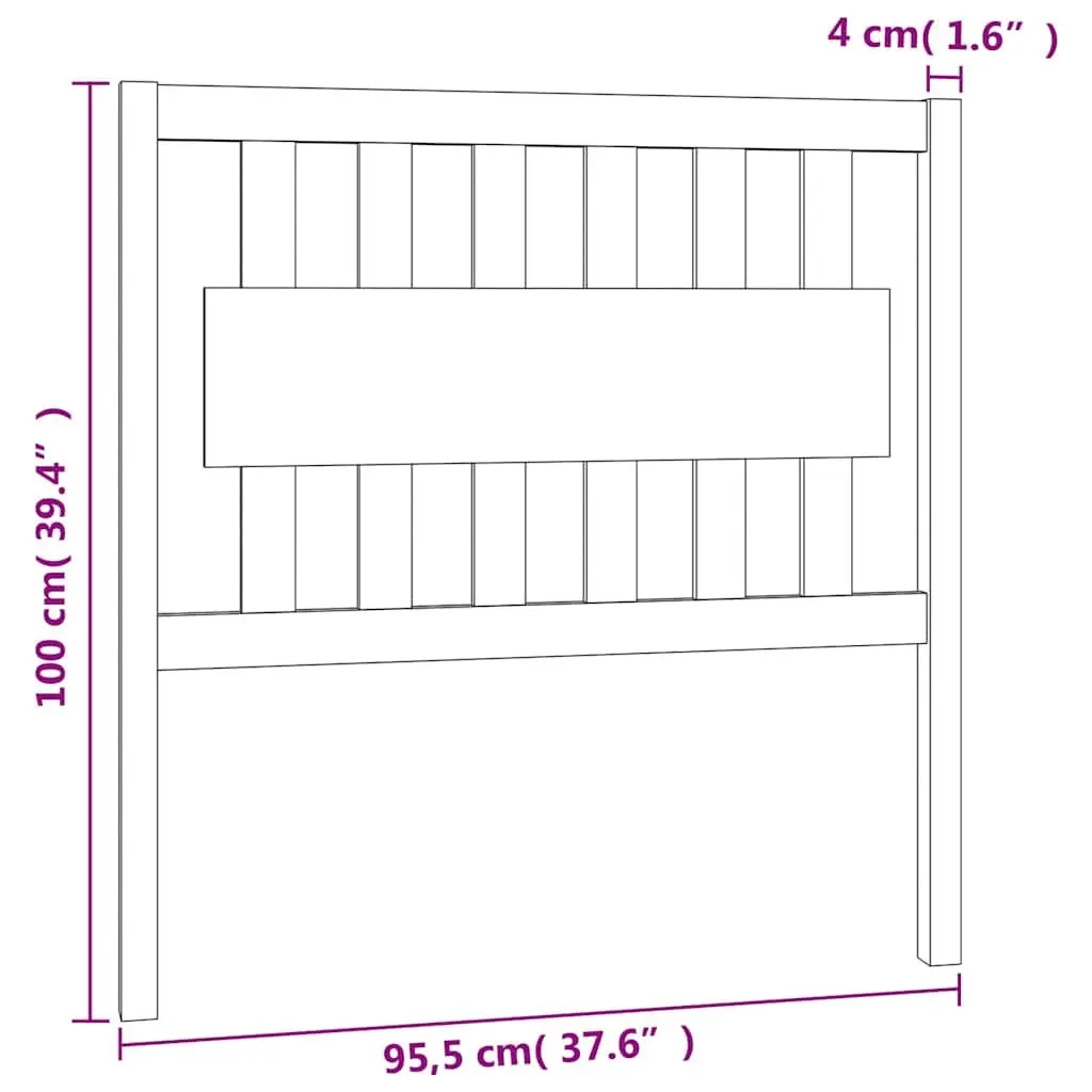 Bed Headboard 95.5 cm White Solid Pine Wood Rustic Bedroom Furniture