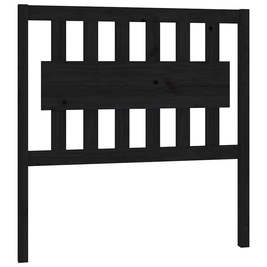 Bed Headboard Rustic Solid Pine Wood 95.5cm Black