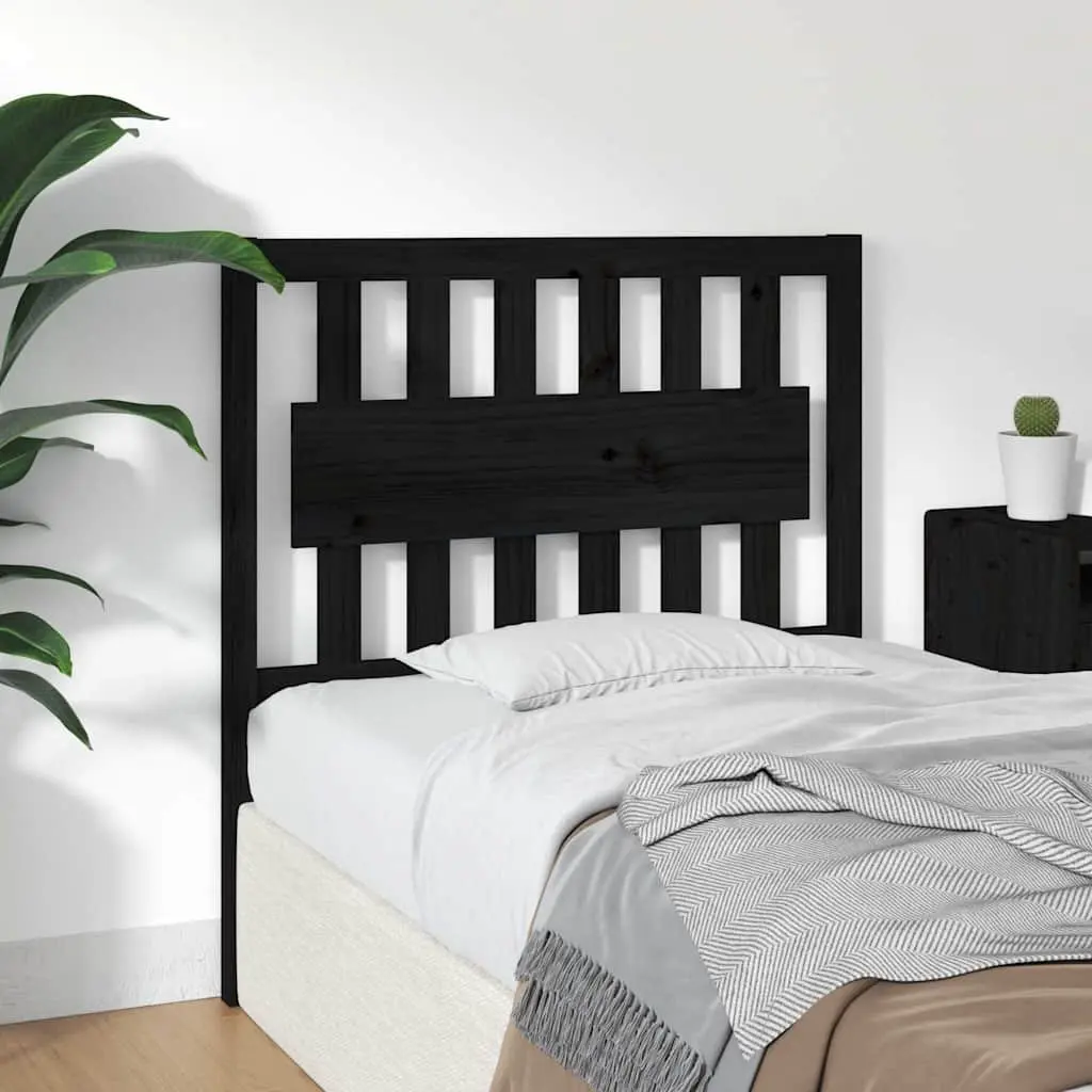 Bed Headboard Rustic Solid Pine Wood 95.5cm Black