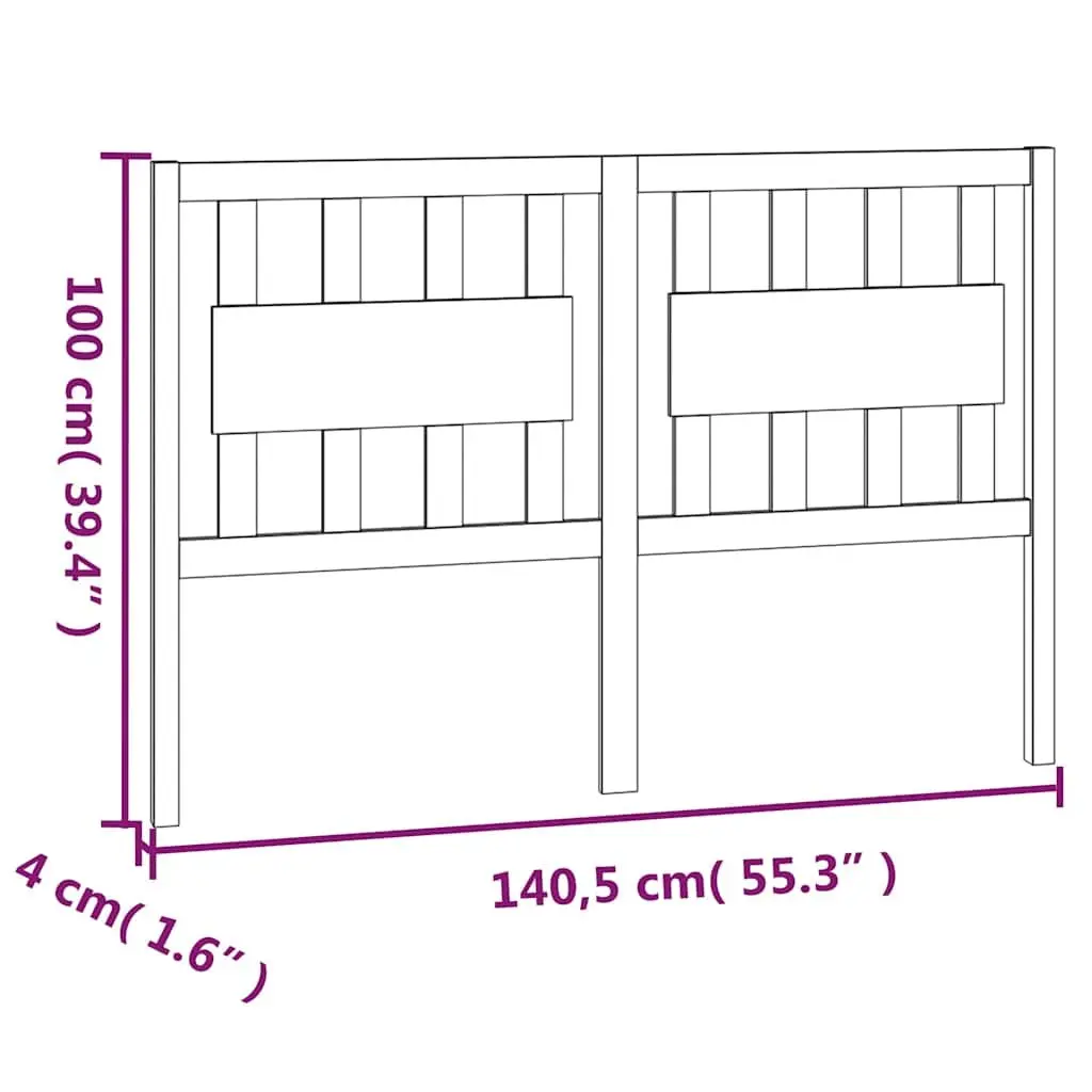 Pine Wooden Bed Headboard 140.5 cm in Brown