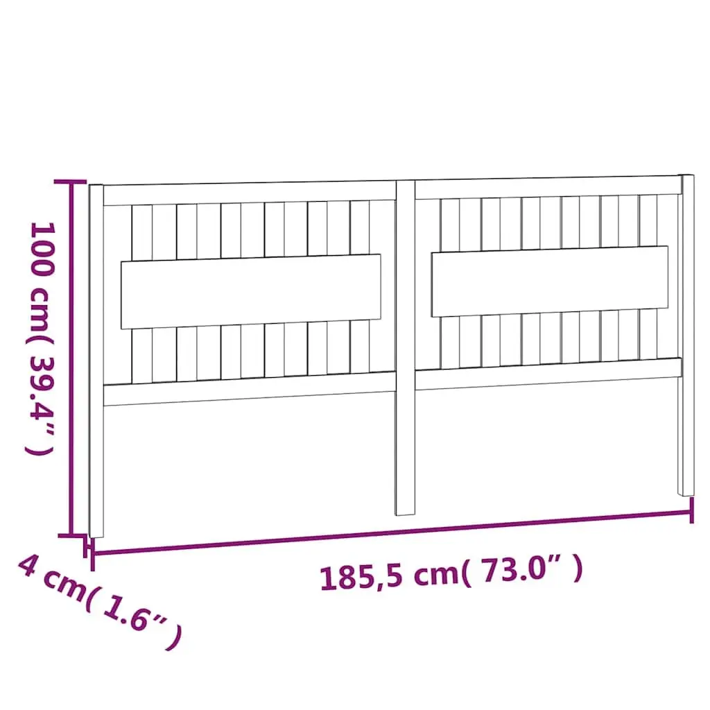 Bed Headboard White 185.5 cm Solid Pine Wood Bedroom Furniture