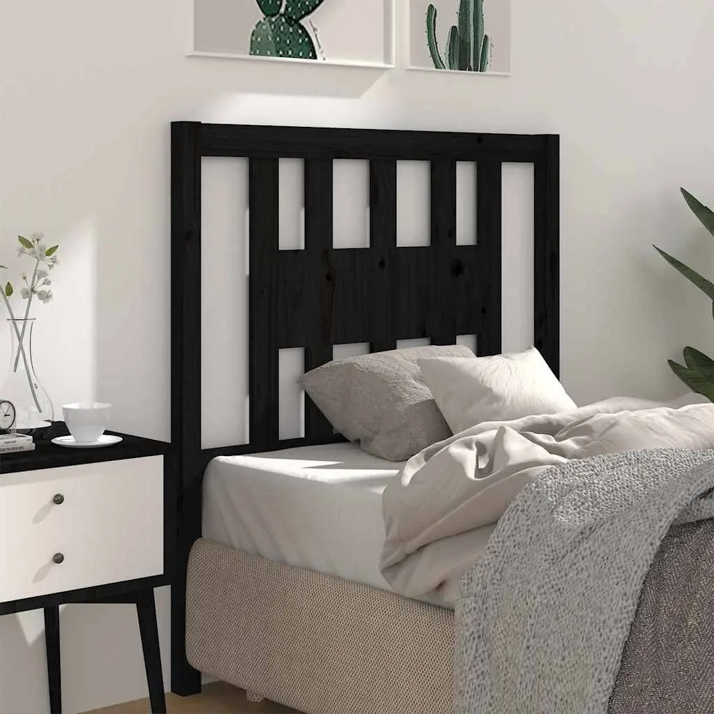 Headboard Black 96 cm Solid Wood Pine Bed Frame Bedroom Furniture Rustic Design