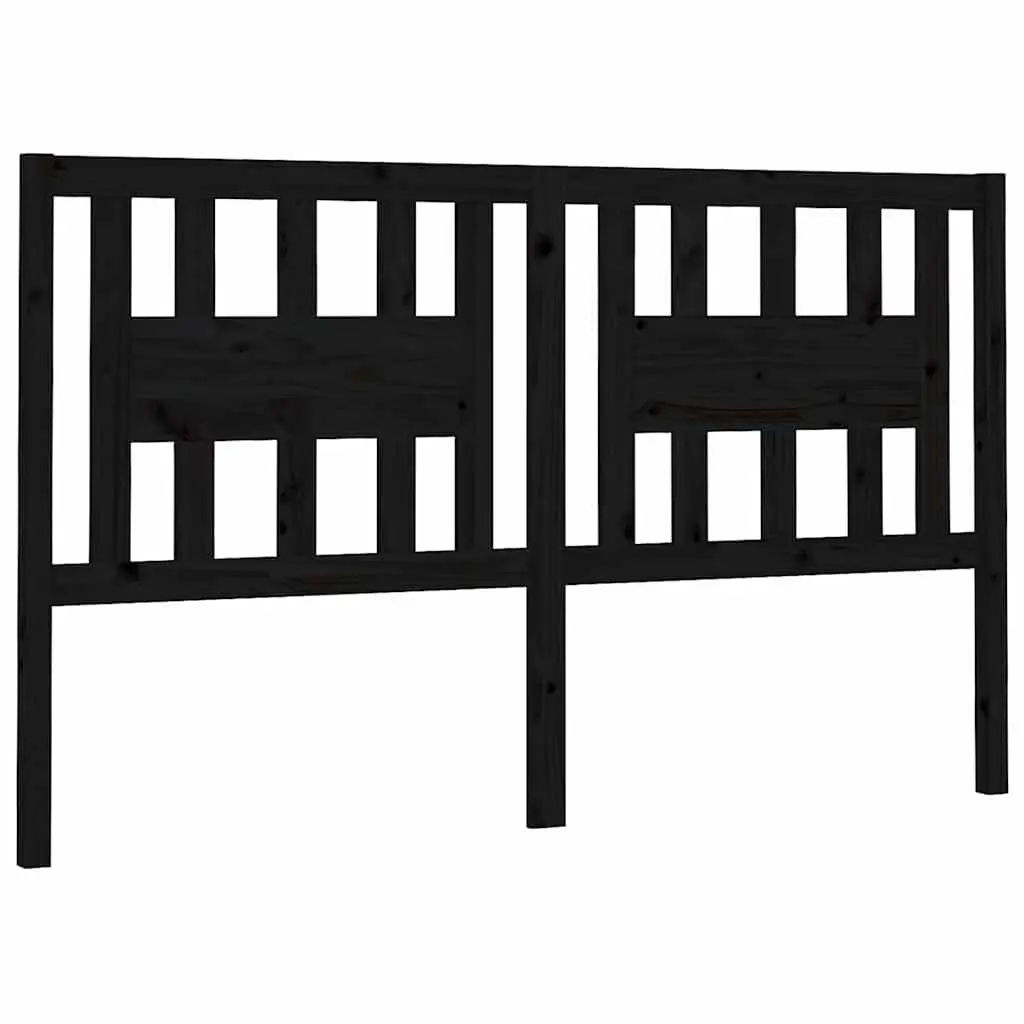 Wooden Bed Headboard 141 cm Black Solid Pine Wood Bedroom Furniture