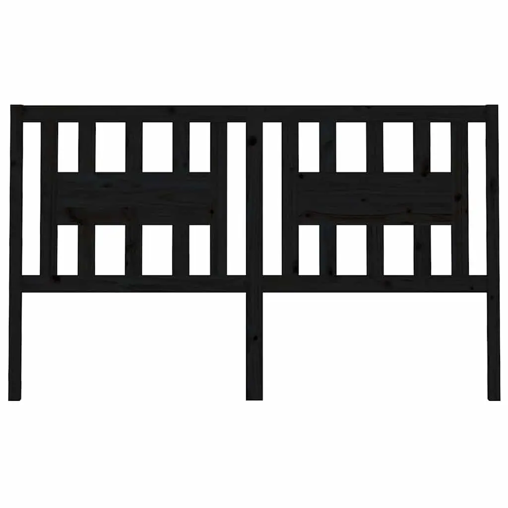 Wooden Bed Headboard 141 cm Black Solid Pine Wood Bedroom Furniture
