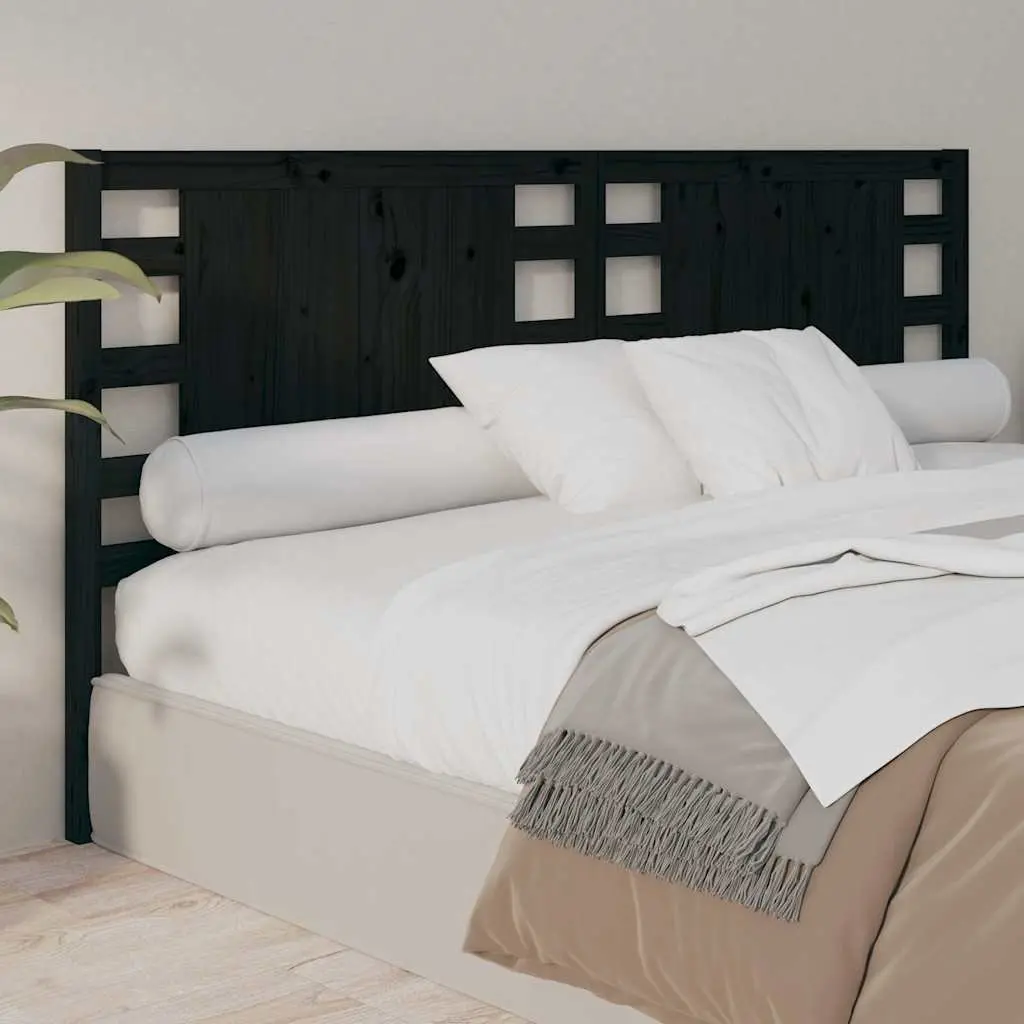 Headboard Black Solid Wood Pine 141 cm Bed Frame Bedroom Furniture