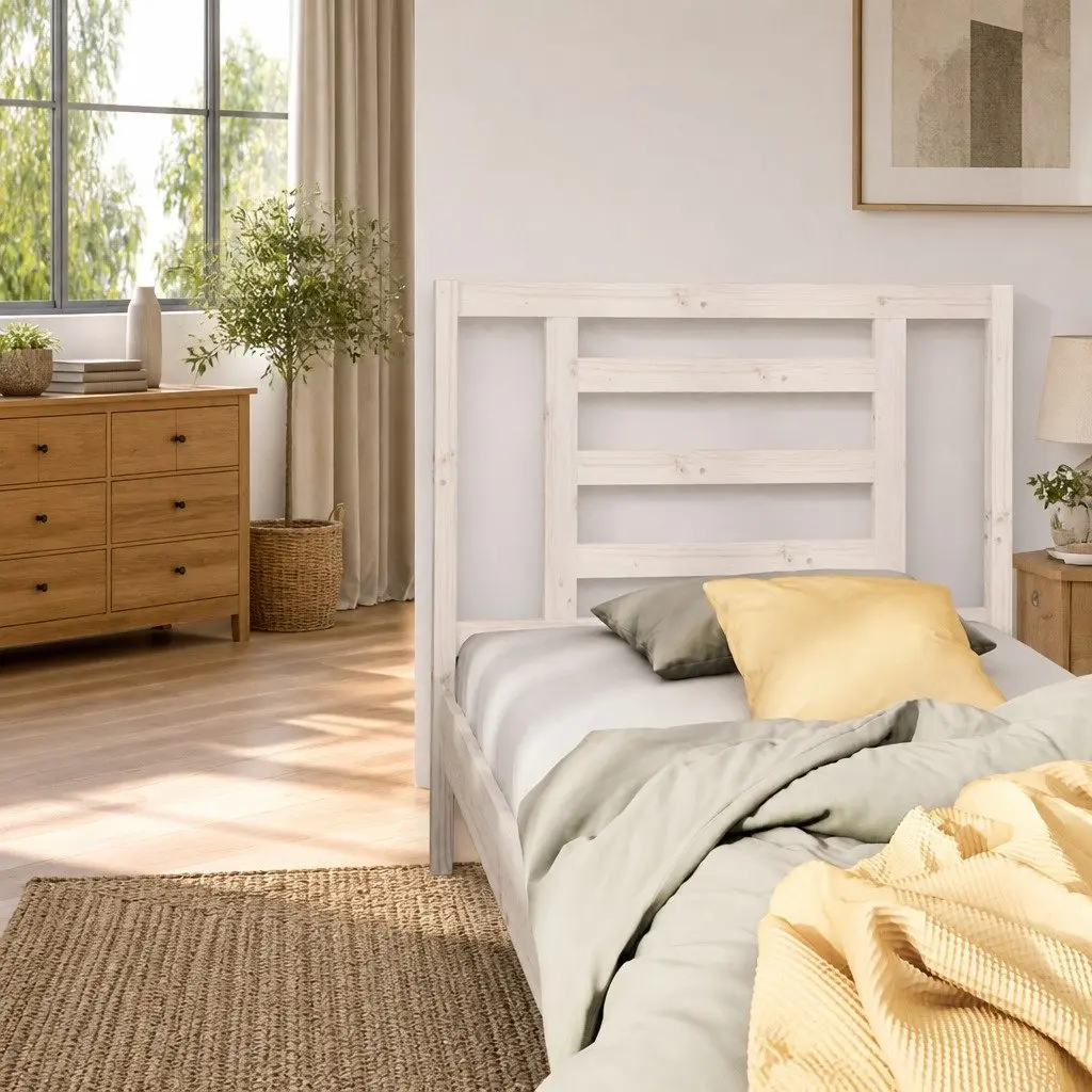 White Solid Pine Bed Headboard
