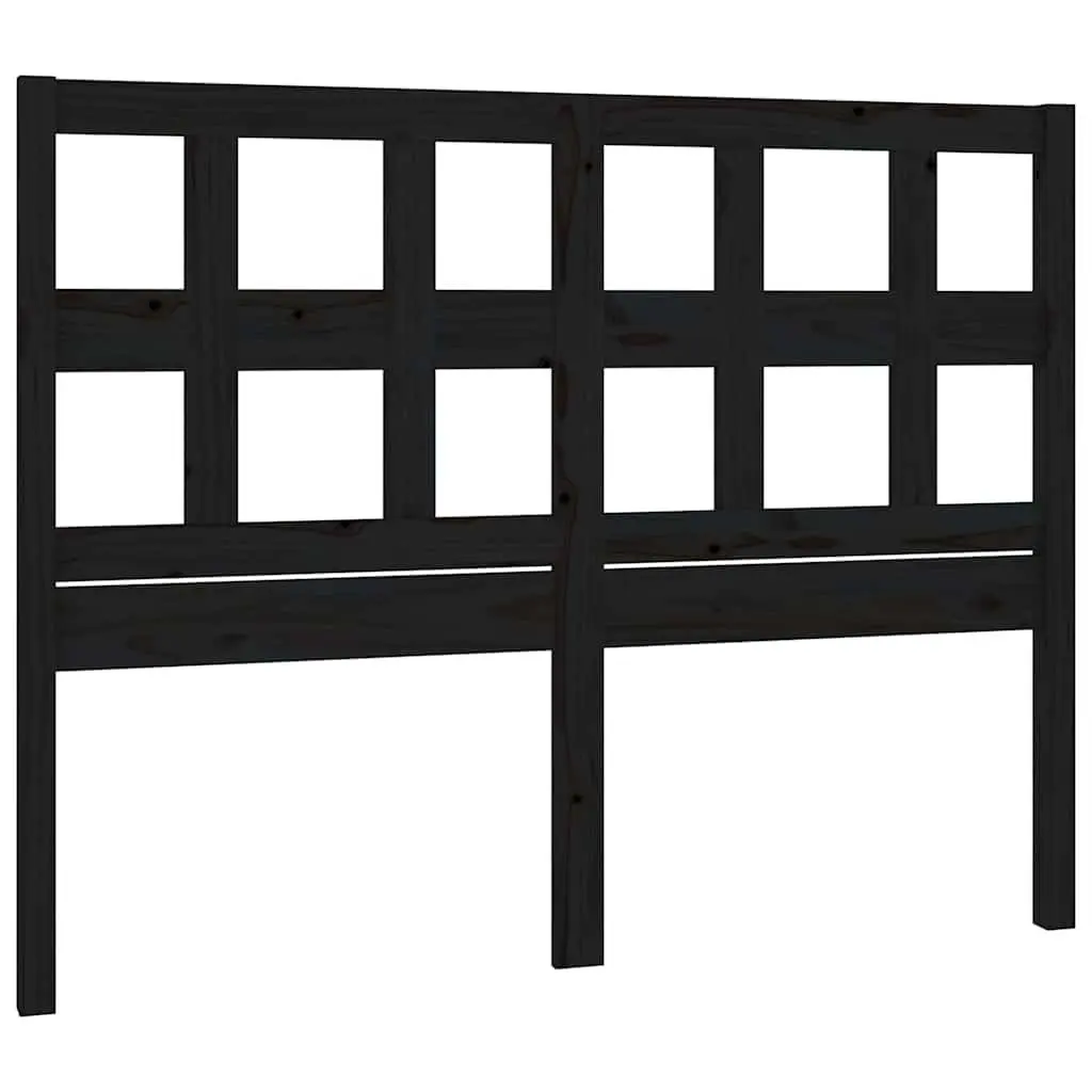 Bed Headboard Rustic Black Solid Pine Wood 185.5cm