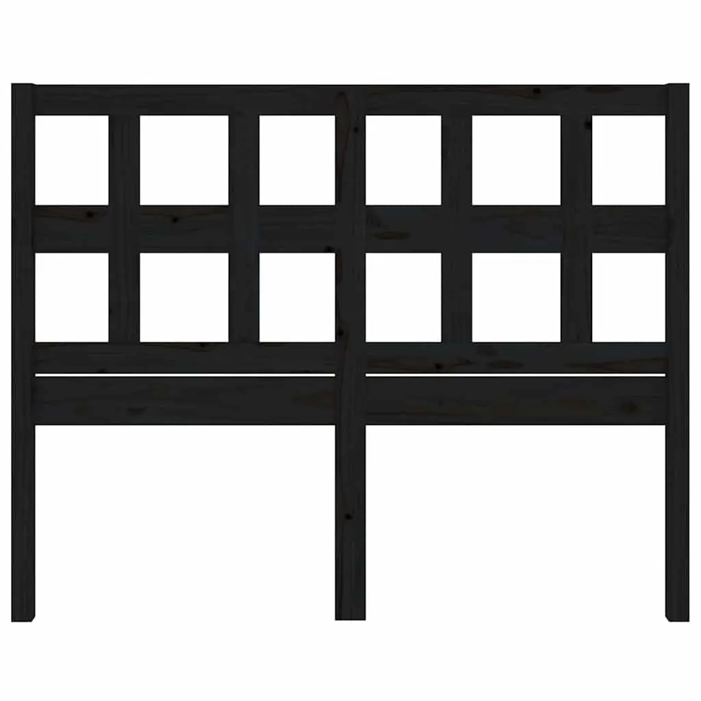 Bed Headboard Rustic Black Solid Pine Wood 185.5cm