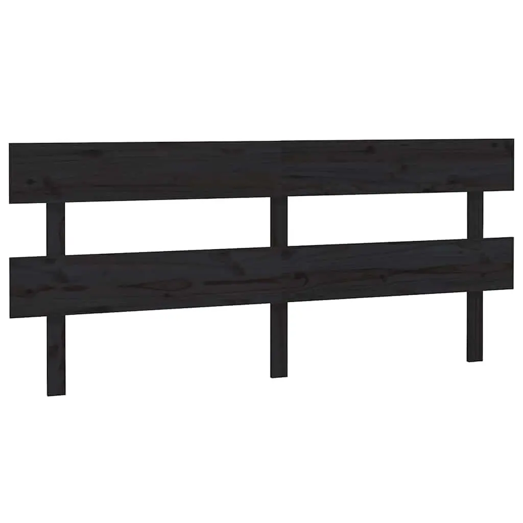 Bed Headboard Black Solid Wood Pine 184cm Bedroom Furniture Back Support