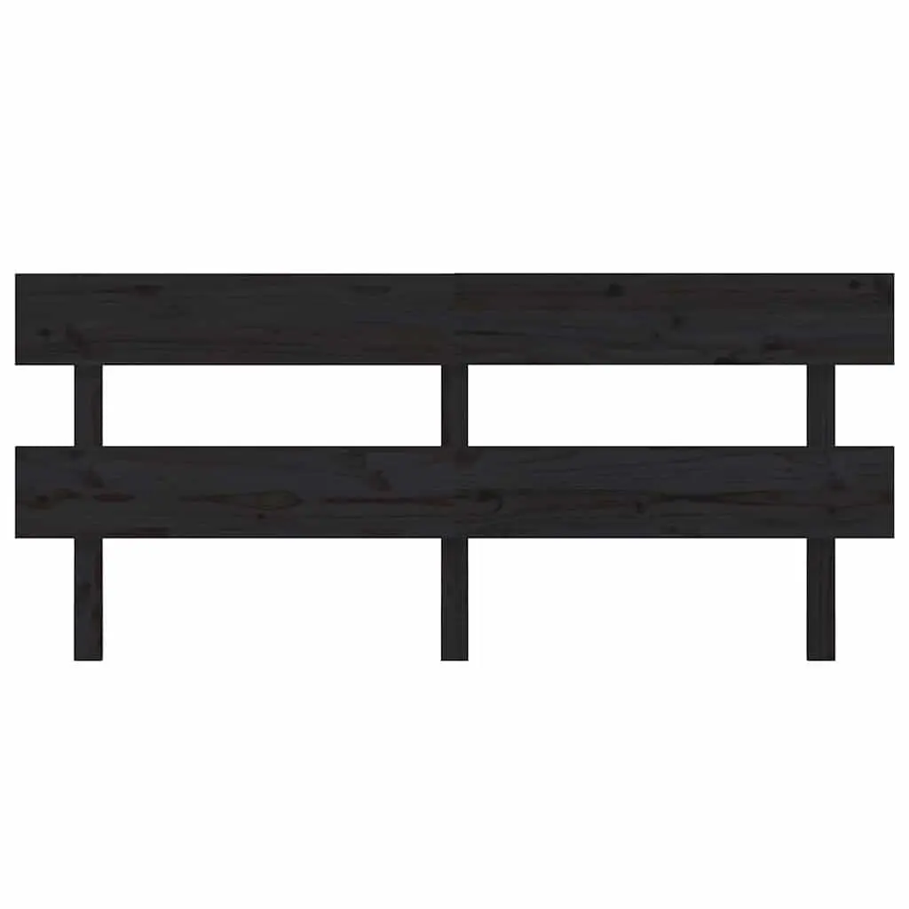 Bed Headboard Black Solid Wood Pine 184cm Bedroom Furniture Back Support