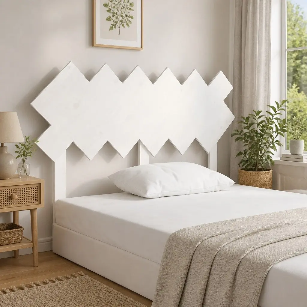 Bed Headboard White 132 cm Solid Pine Wood Wall Mount
