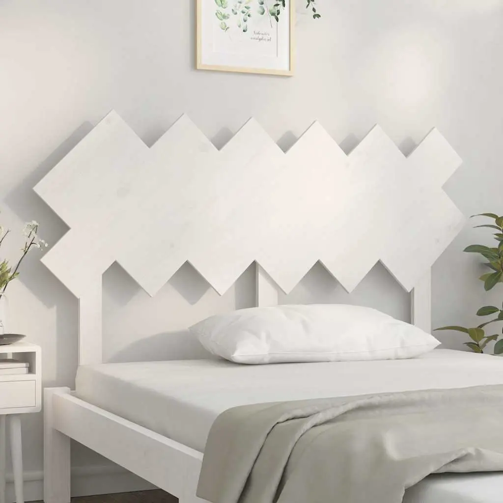 Bed Headboard White 132 cm Solid Pine Wood Wall Mount