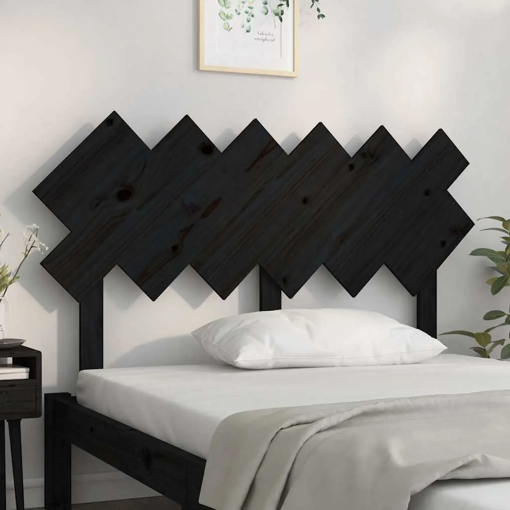 Bed Headboard Rustic Black 132cm Solid Wood Pine
