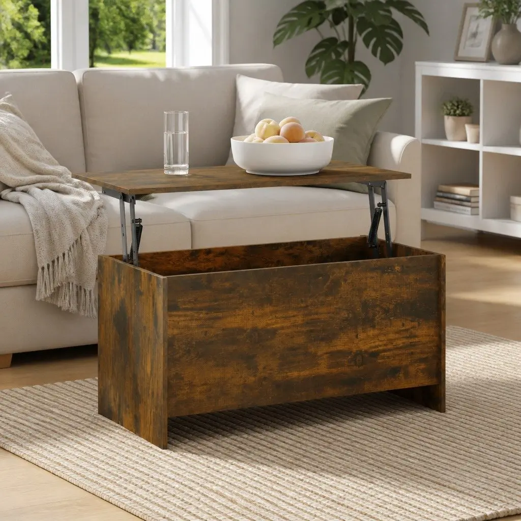 Coffee Table Lift Top Storage Compartment Modern 102 x 55.5 x 52.5 cm