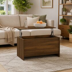 Chic Brown Oak Lift Top Coffee Table for Modern Living