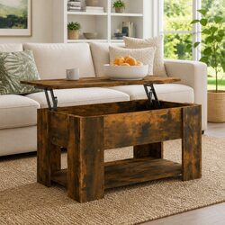Friendly Brown Coffee Table with Lift-Top Convenience