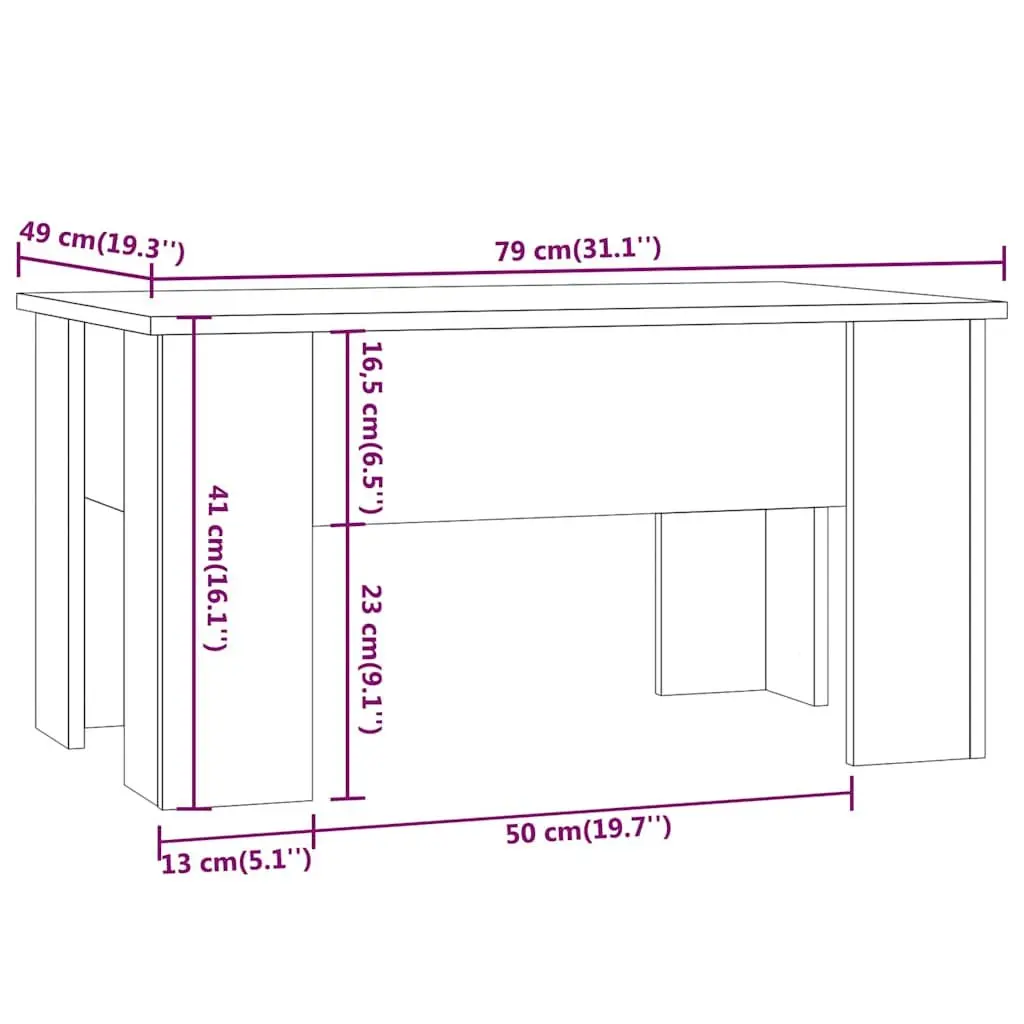 Coffee Table Lift-Top Grey Sonoma Storage 79L x 49W x 41H cm