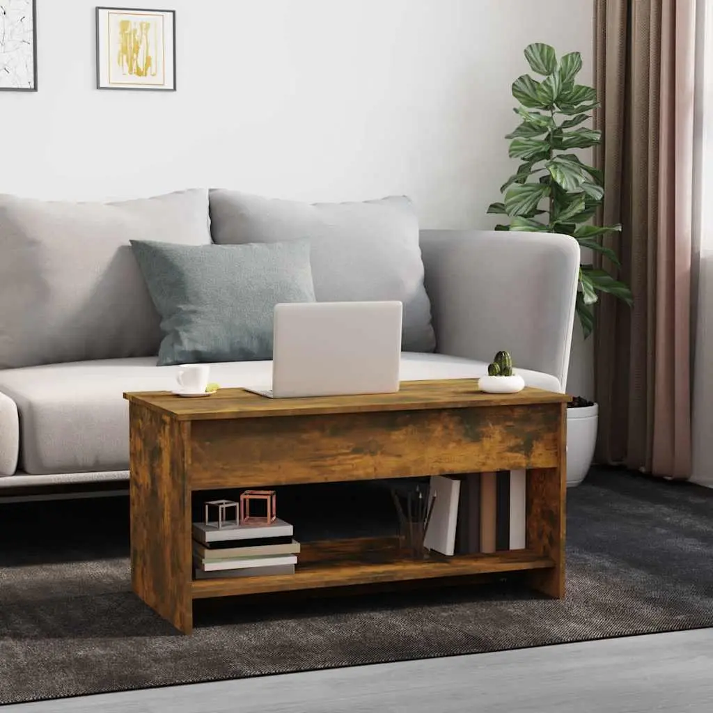 Lift-Top Coffee Table with Hidden Storage Brown Engineered Wood 102x50x52.5cm