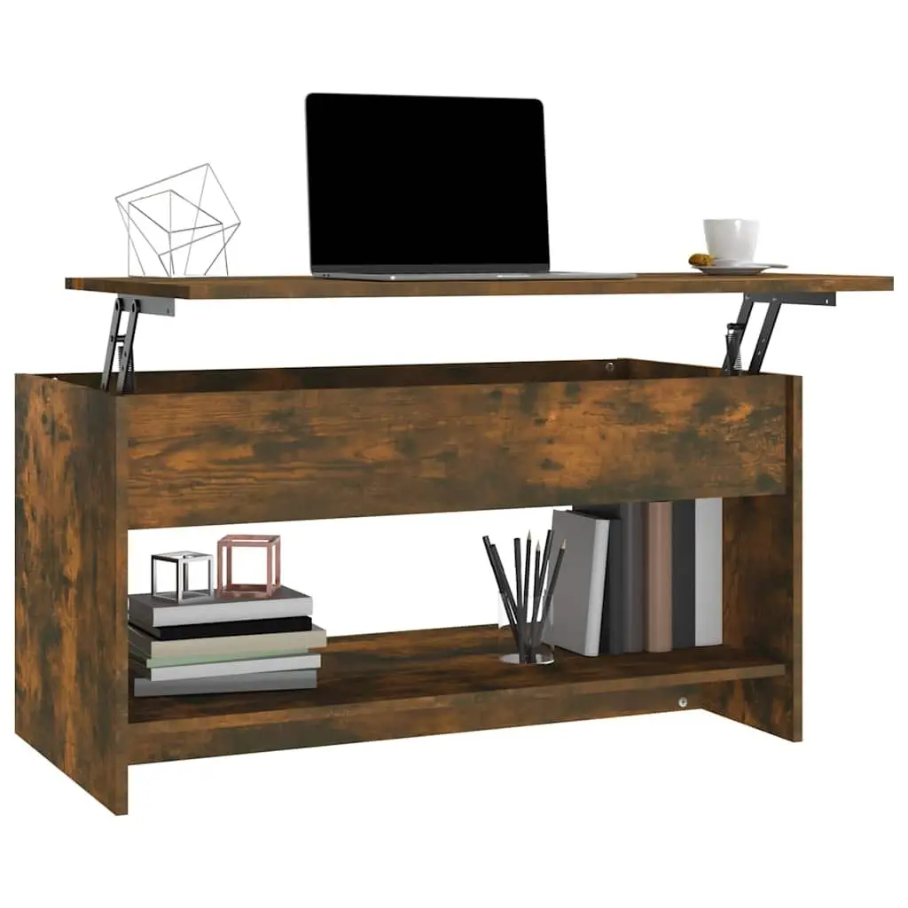 Lift-Top Coffee Table with Hidden Storage Brown Engineered Wood 102x50x52.5cm