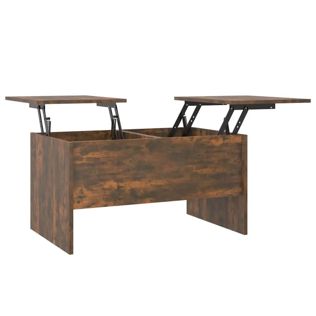 Lift-Top Coffee Table with Storage Compartments Engineered Wood Brown 80cm Length 50cm Width 42.5cm Height