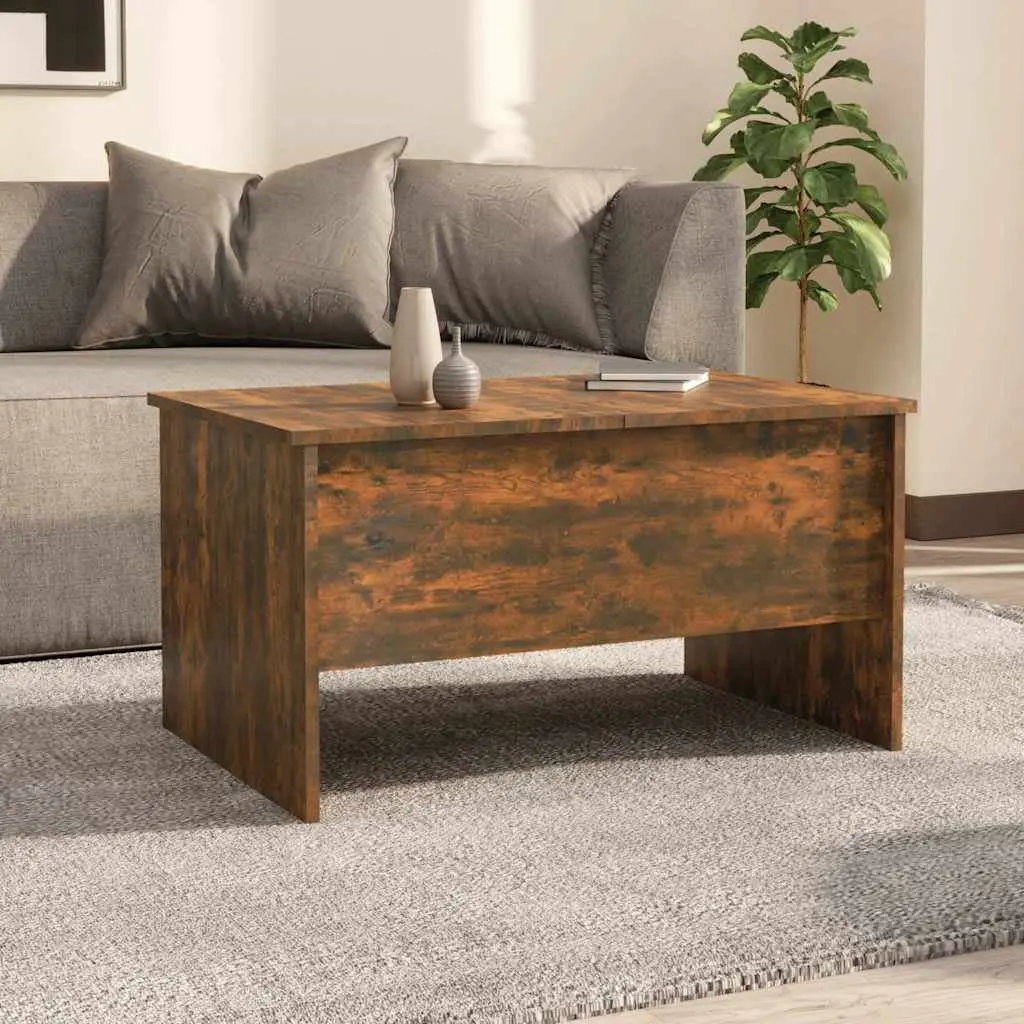 Lift-Top Coffee Table with Storage Compartments Engineered Wood Brown 80cm Length 50cm Width 42.5cm Height