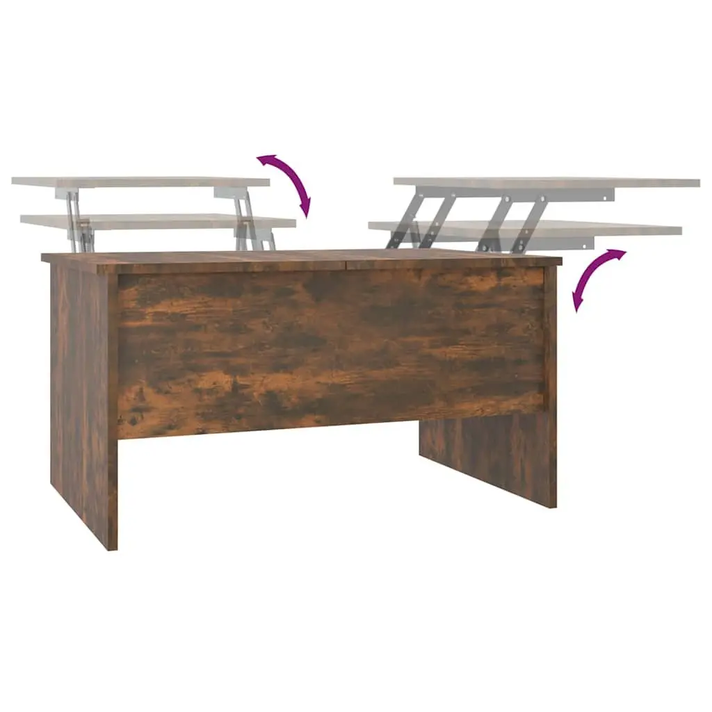 Lift-Top Coffee Table with Storage Compartments Engineered Wood Brown 80cm Length 50cm Width 42.5cm Height