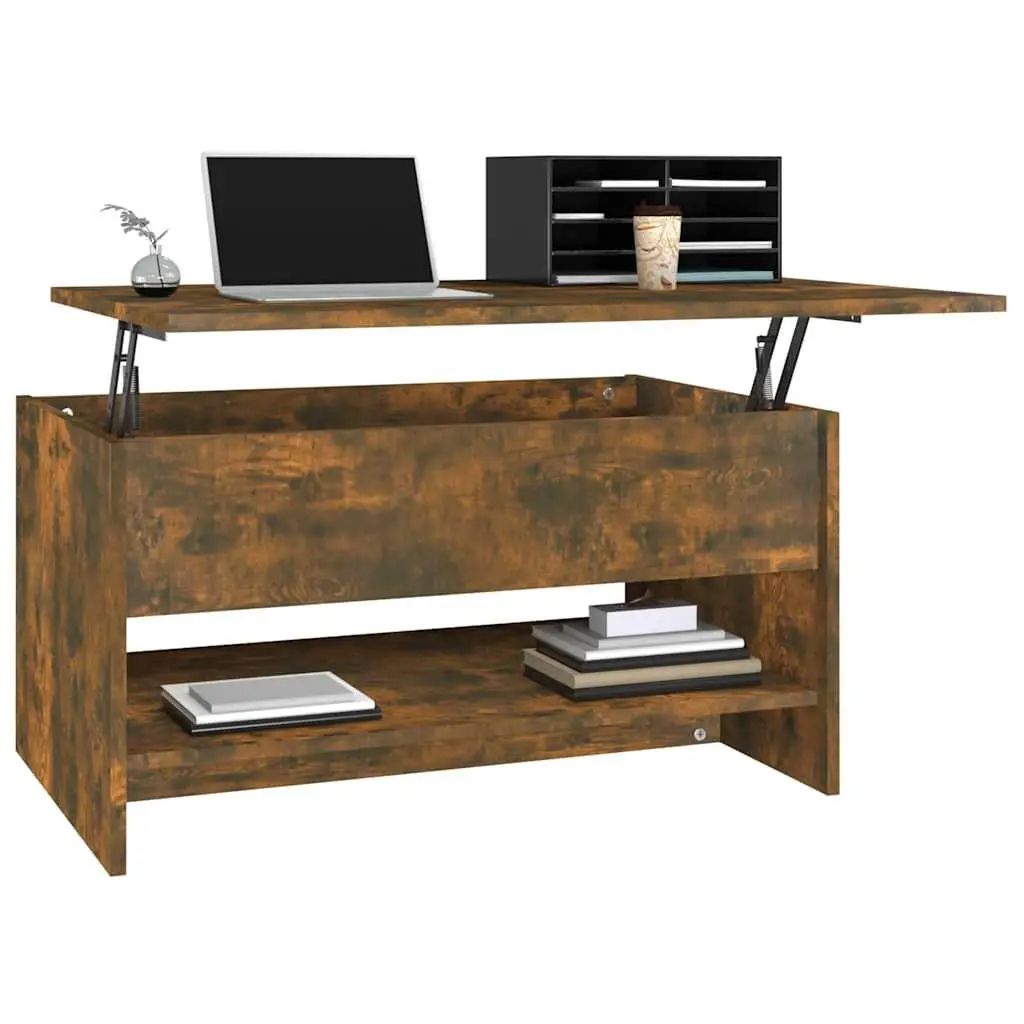 Coffee Table with Hidden Storage Smoked Oak Adjustable Liftable Top Modern