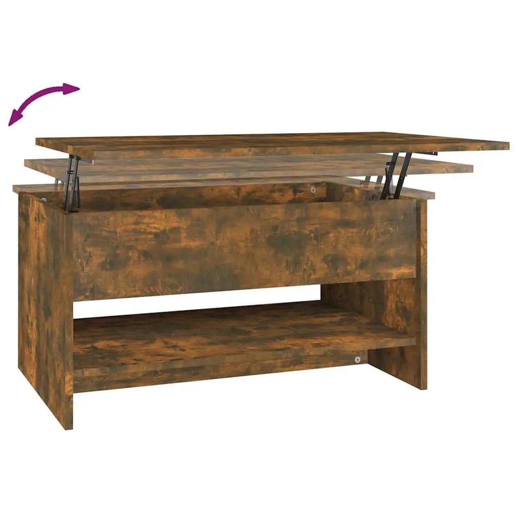 Coffee Table with Hidden Storage Smoked Oak Adjustable Liftable Top Modern