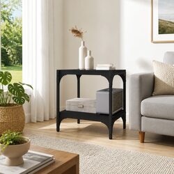 TV Cabinet Black 40x33x41 cm with Shelves Industrial Style Storage Unit