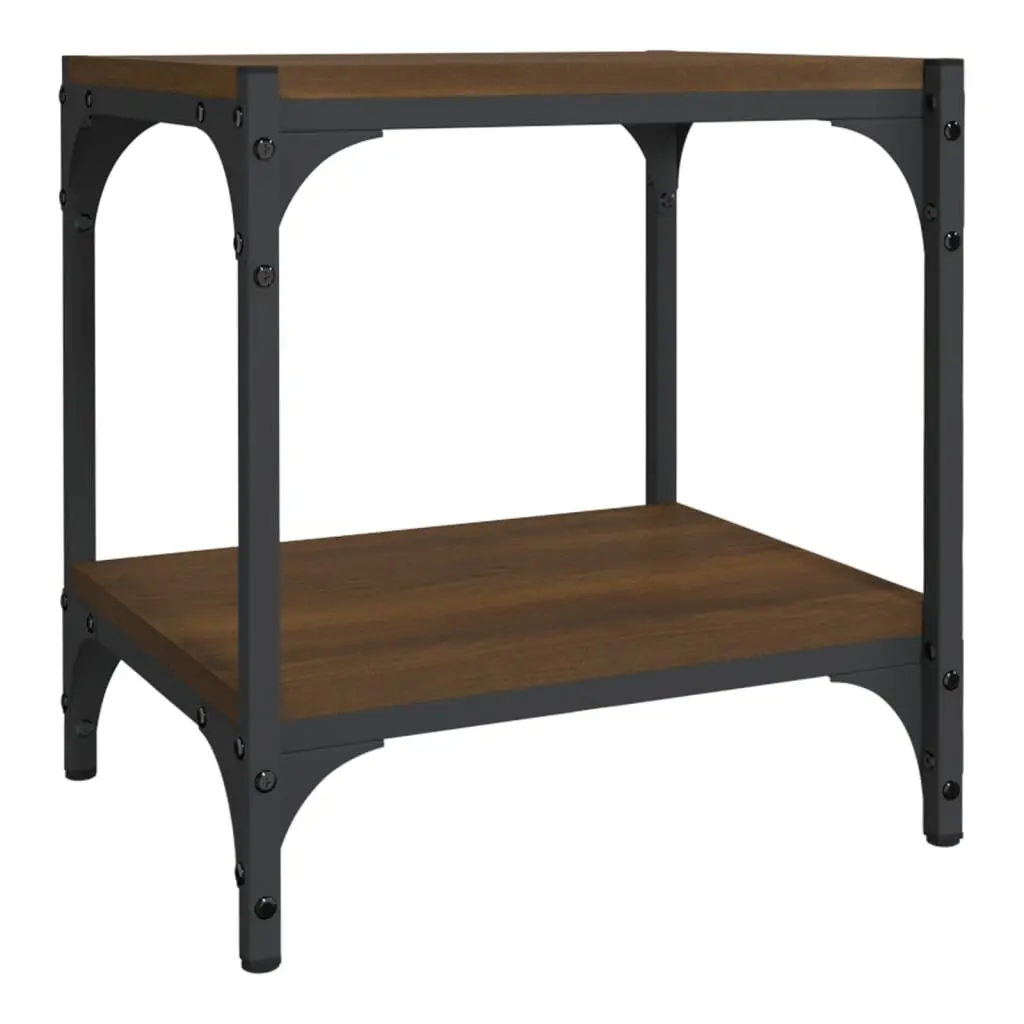 Industrial TV Stand Brown Oak Engineered Wood Steel Frame Storage 40x33x41cm
