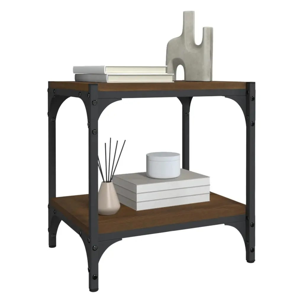 Industrial TV Stand Brown Oak Engineered Wood Steel Frame Storage 40x33x41cm