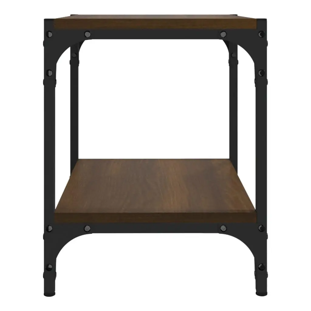 Industrial TV Stand Brown Oak Engineered Wood Steel Frame Storage 40x33x41cm