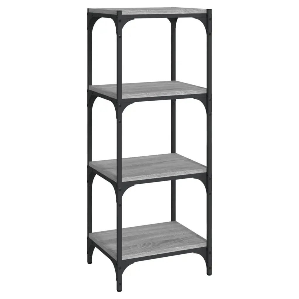 Book Cabinet Grey Industrial Style 4 Shelf Engineered Wood Steel Frame