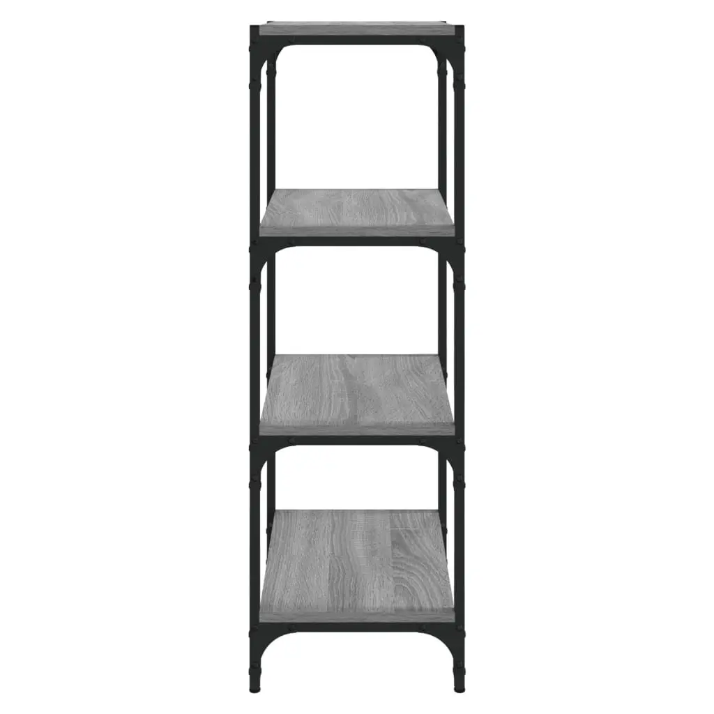 Book Cabinet Grey Industrial Style 4 Shelf Engineered Wood Steel Frame