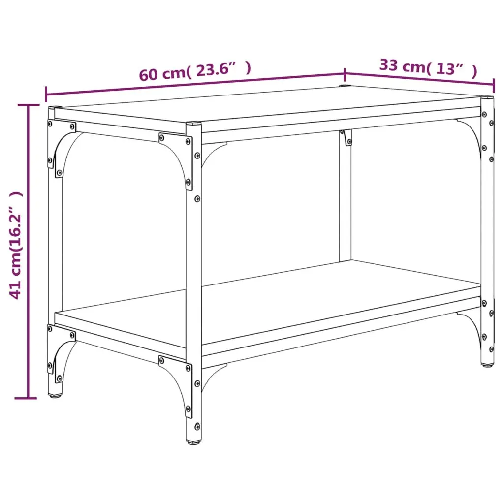 TV Cabinet Grey Engineered Wood Steel Frame 60 x 33 x 41 cm