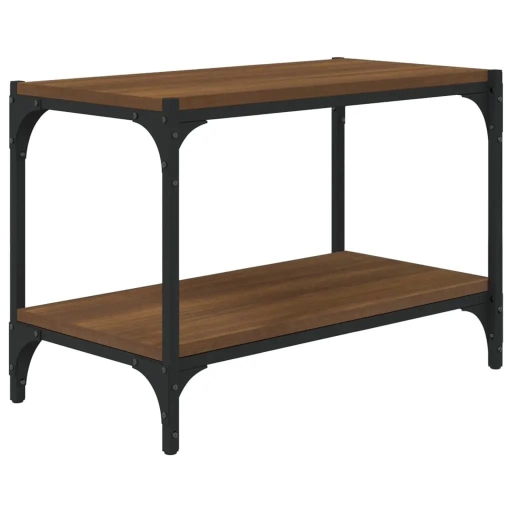 TV Cabinet Industrial Style Brown Oak 60x33x41 cm Storage Unit with 2 Shelves