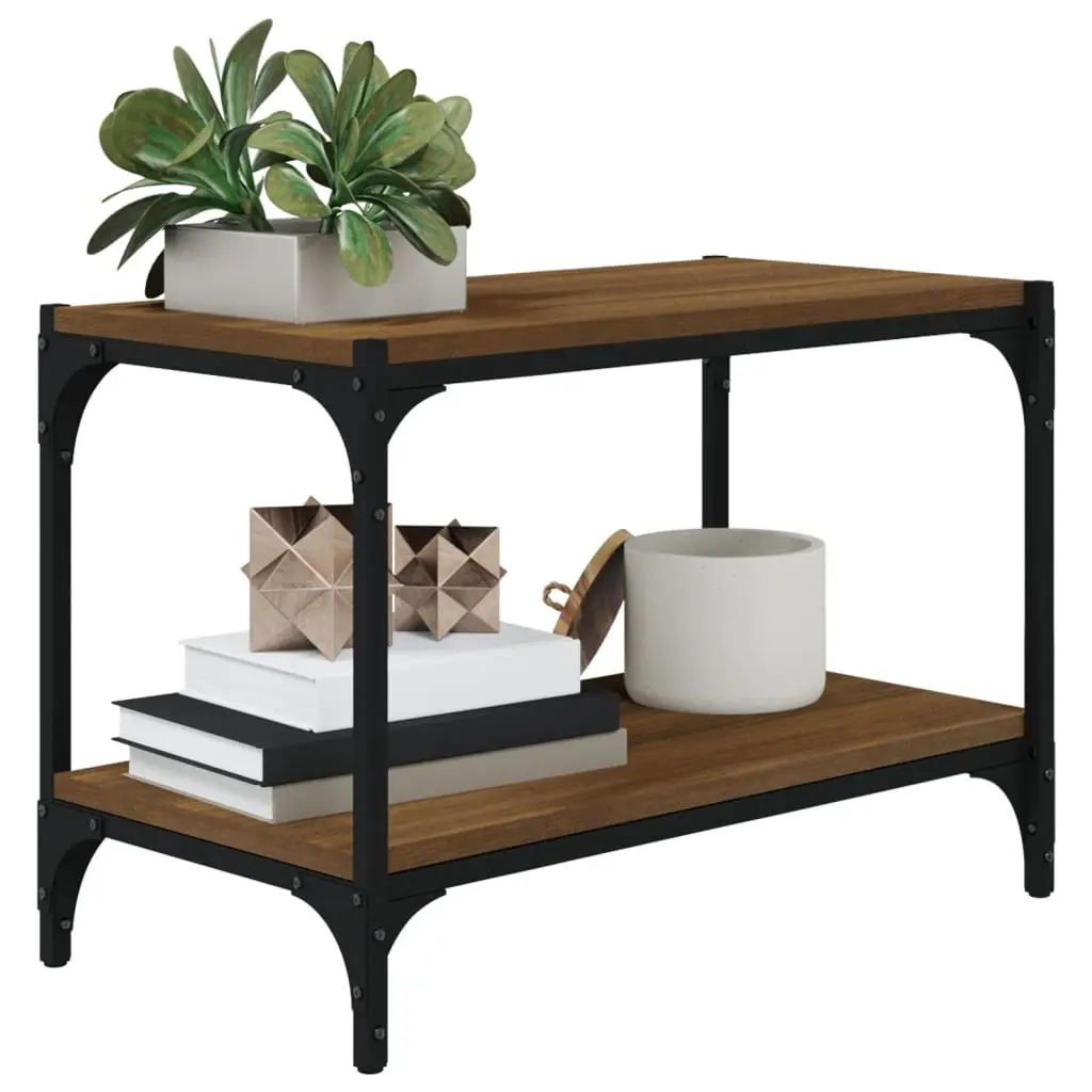 TV Cabinet Industrial Style Brown Oak 60x33x41 cm Storage Unit with 2 Shelves