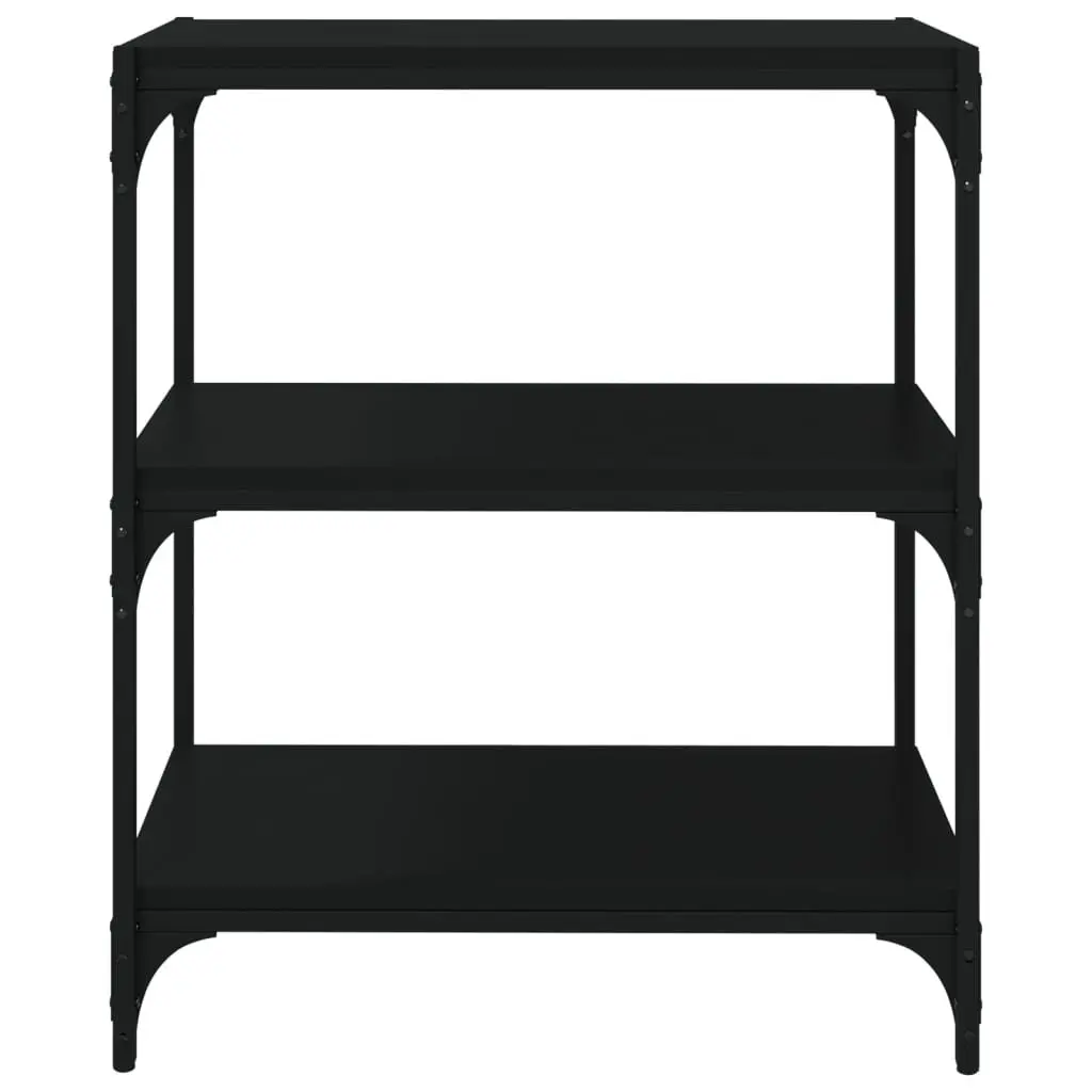 Book Cabinet Industrial Style Black 60x33x70.5cm 3 Shelves Storage Shelf