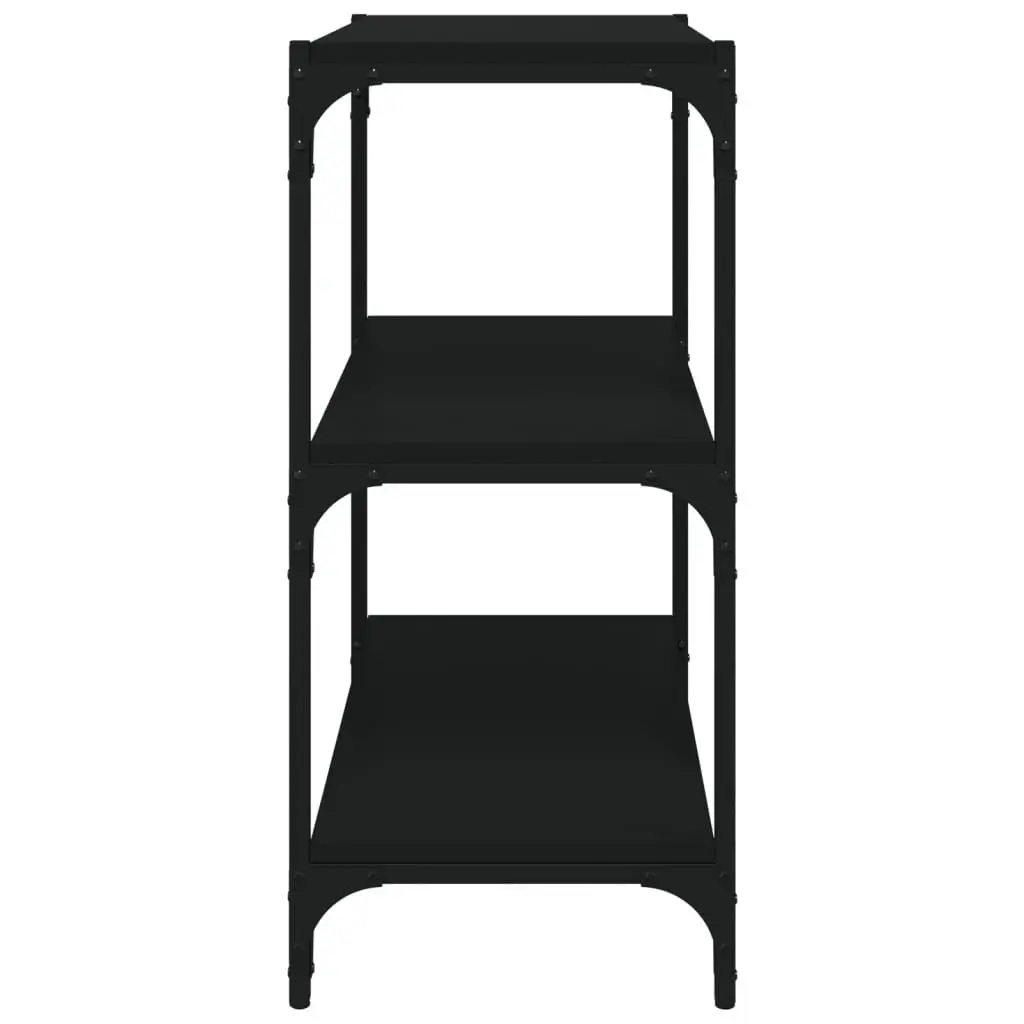 Book Cabinet Industrial Style Black 60x33x70.5cm 3 Shelves Storage Shelf