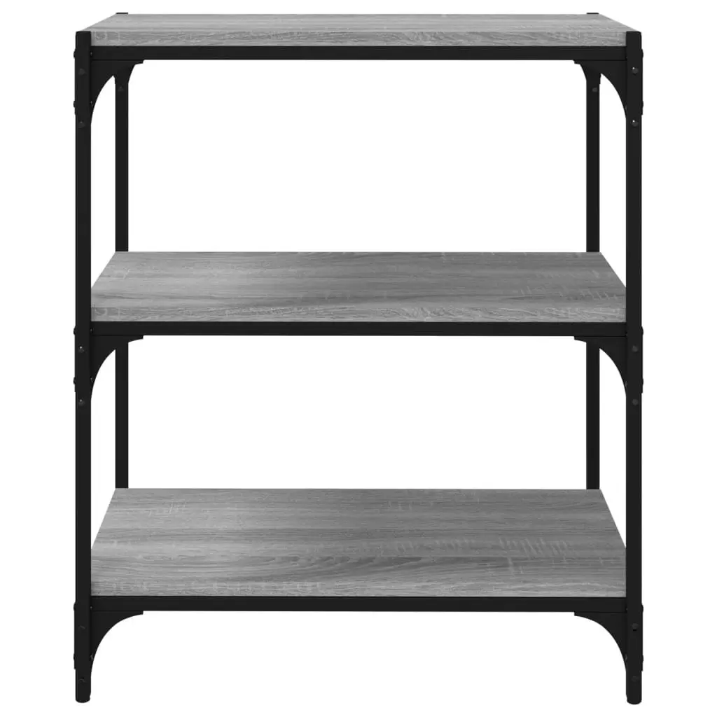 Book Cabinet Grey 3 Shelf Storage Shelving Unit Industrial Style Home Office