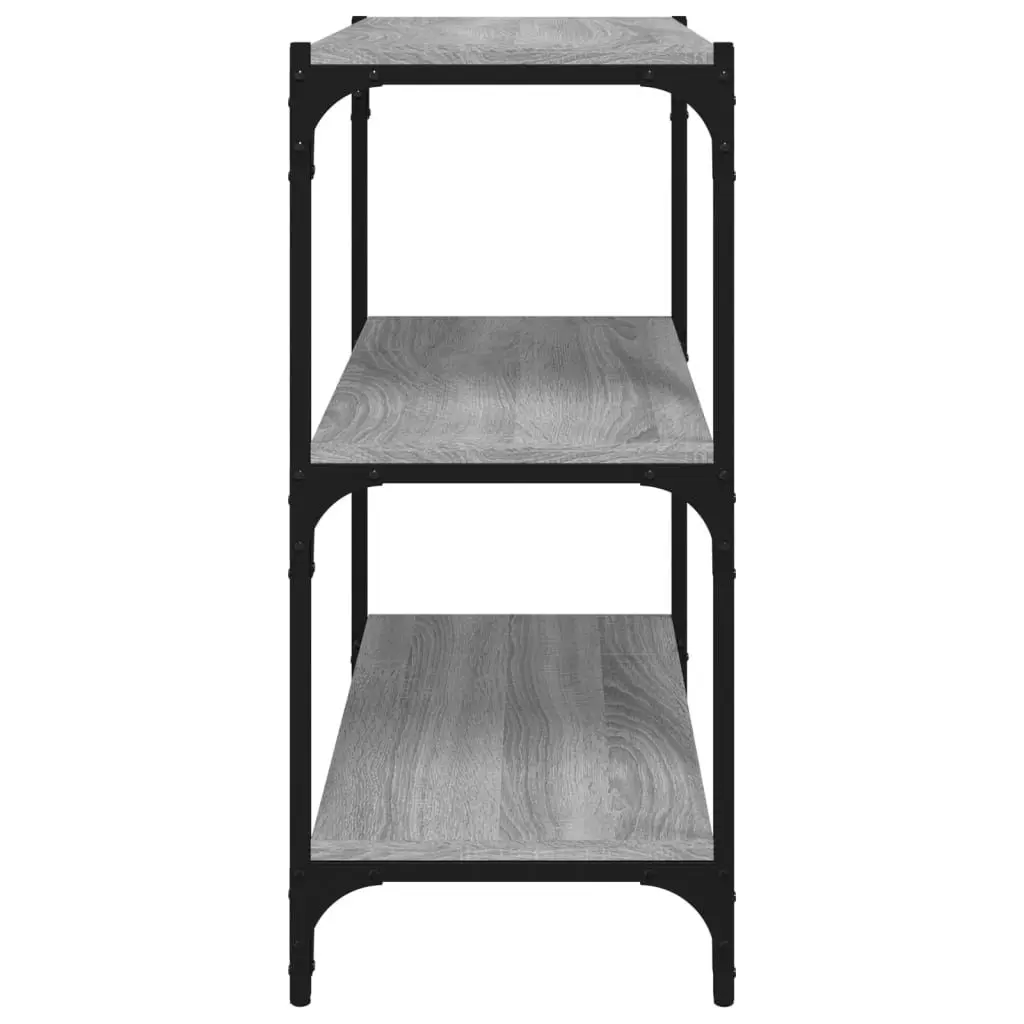 Book Cabinet Grey 3 Shelf Storage Shelving Unit Industrial Style Home Office
