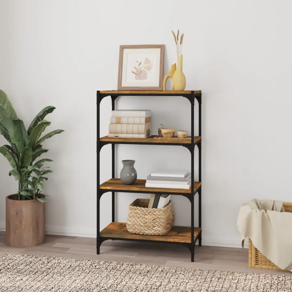 Book Cabinet Industrial Style 4 Shelves Brown Storage Organiser
