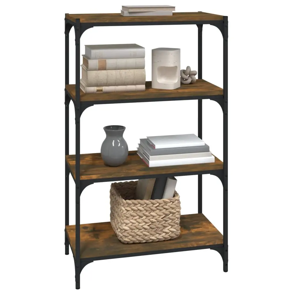 Book Cabinet Industrial Style 4 Shelves Brown Storage Organiser